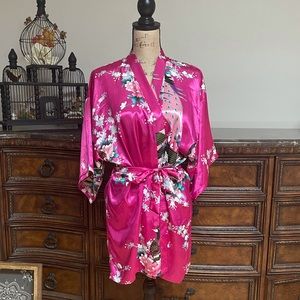 Floral Pink Satin Robe